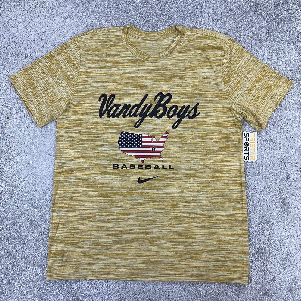 Vanderbilt Commodores Baseball Shirt Mens Large Gold Nike Vandy Boys PE